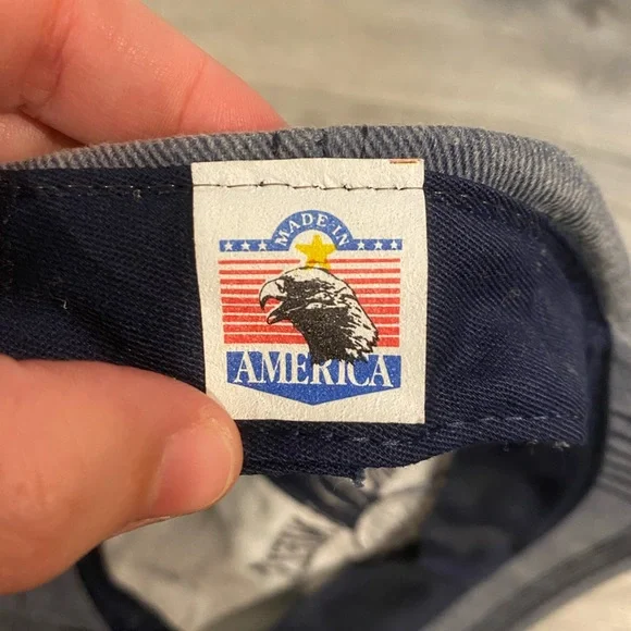 Vintage Jack Daniels Whiskey Denim Blue Tan Hat Adjustable Shallow Made in USA - Picture 7 of 7